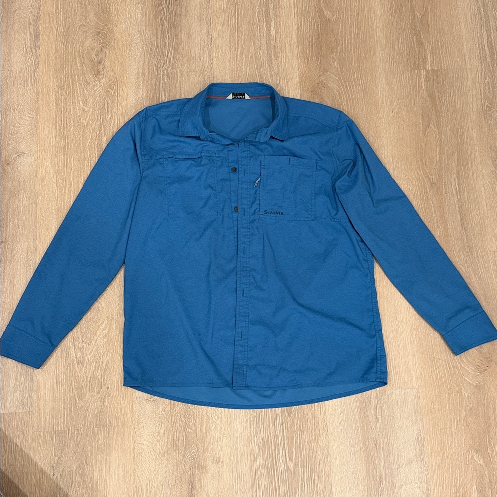 Simms Bright Blue Fly Fishing Shirt – XL